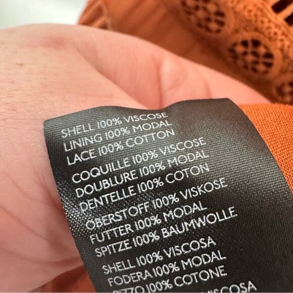 Anthropologie Women’s Tiered Puff Sleeve Mini Dress in Orange Size Small - Picture 9 of 11